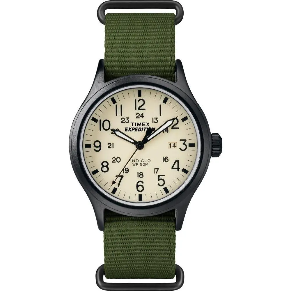 Men`s Expedition Scout 40mm Watch – Black 40 mm Green/natural/black by Timex