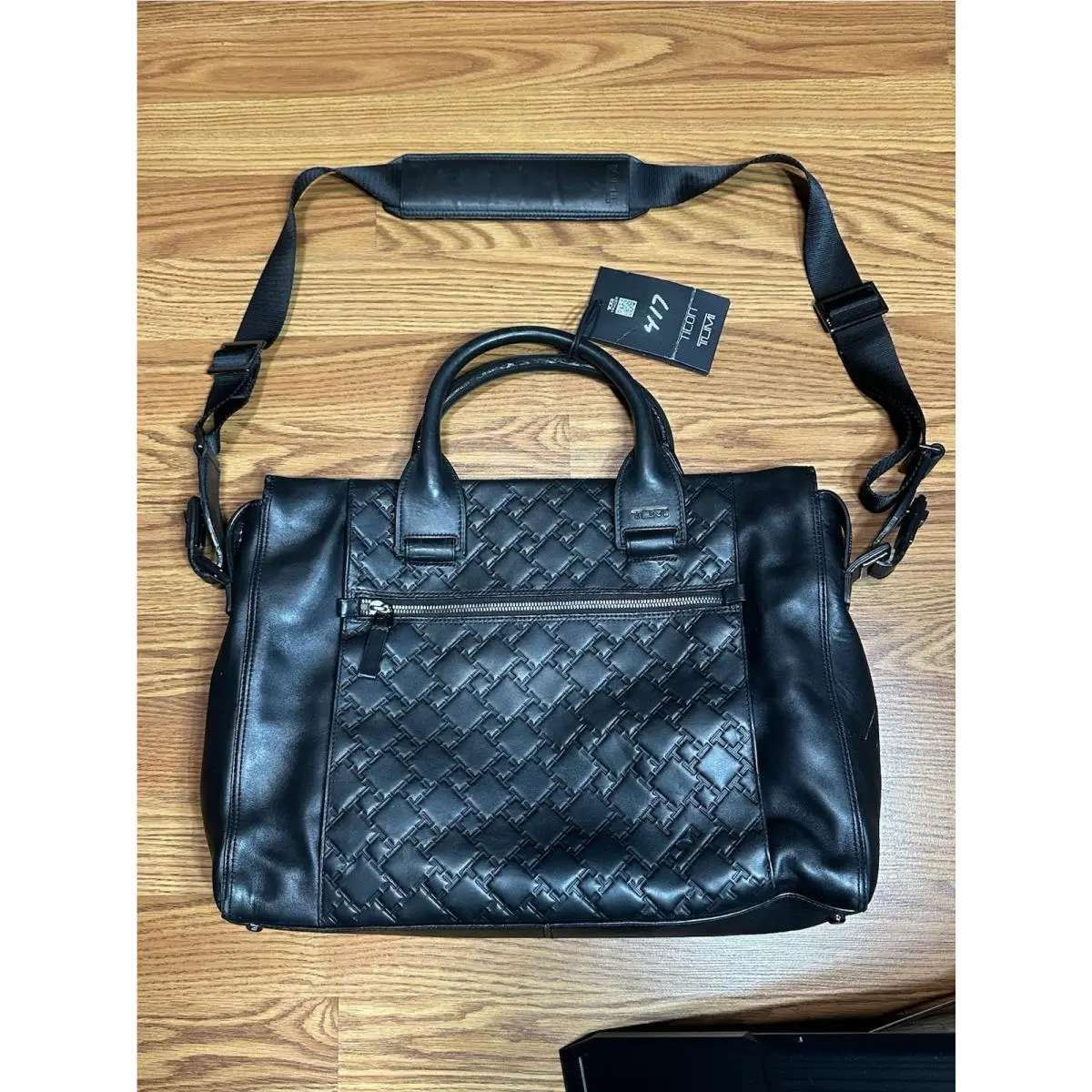 Tumi Slim Top Zip Brief Ticon Black Leather Bag Case 31607DT