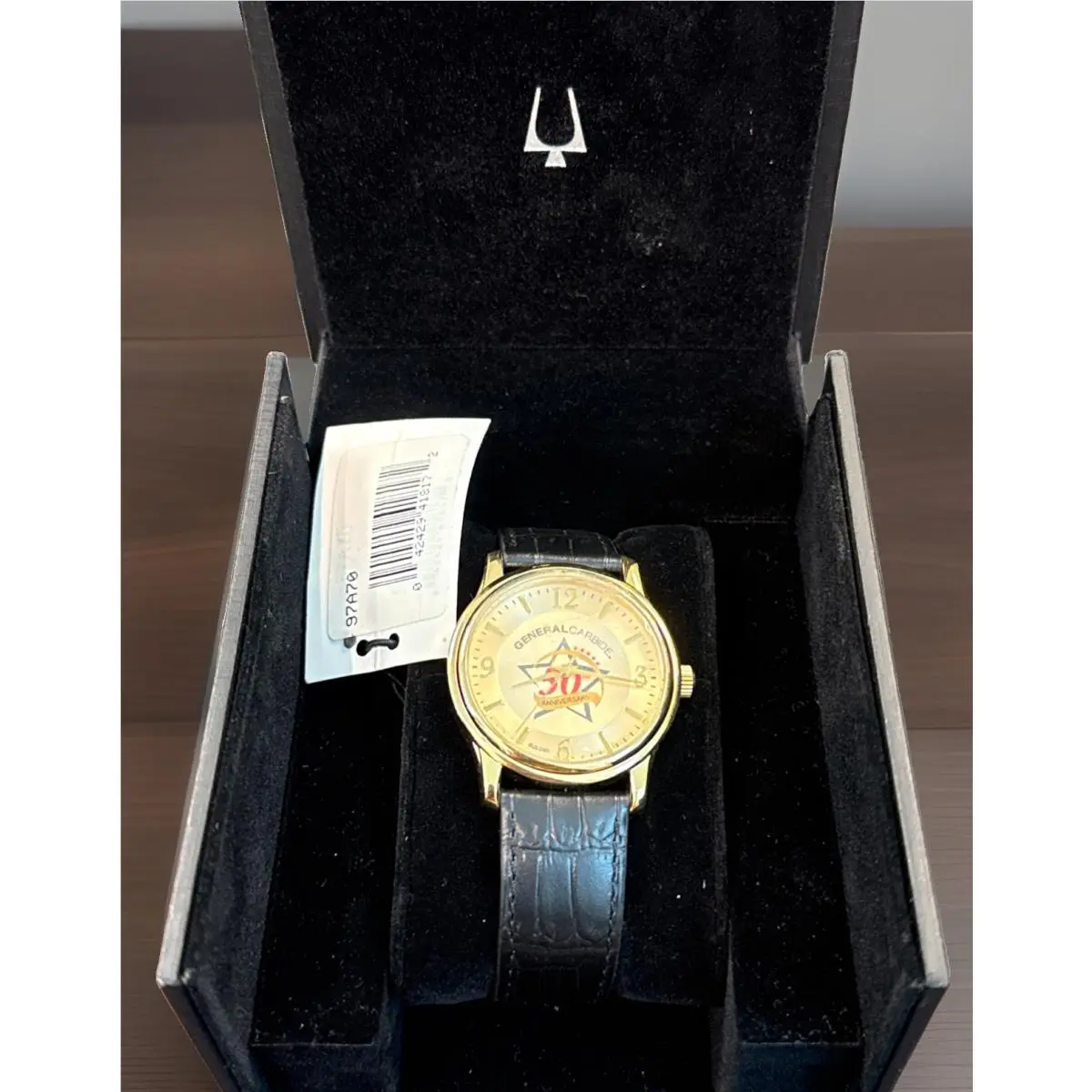 Gold General Carbide 50th Anniversary 38mm Unisex Watch Leather Band by Bulova