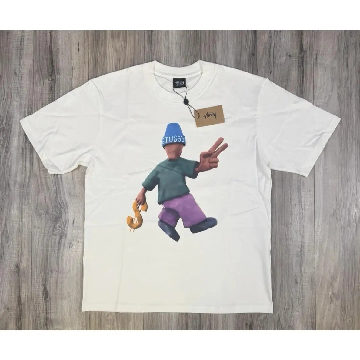 Stussy Peace Prosperity Graphic Tee White Mens Size Medium Cotton