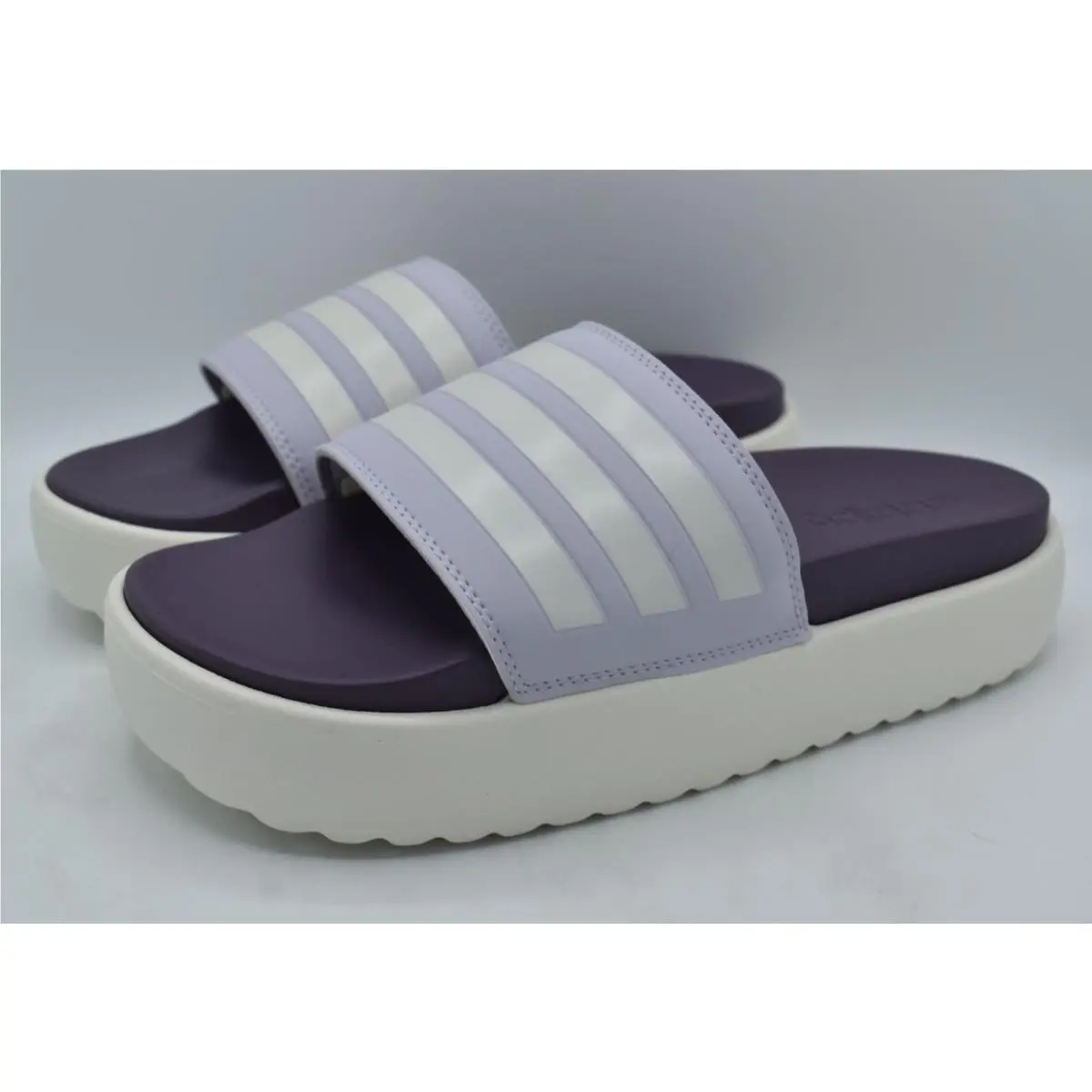Adidas Womens Size 10 Adilette Platform Purple White Slide Sandals Shoes