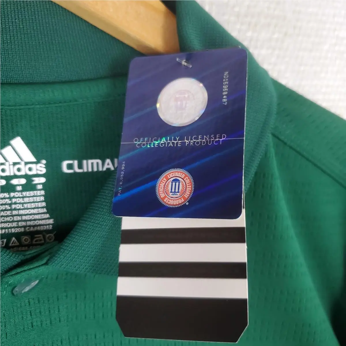 Adidas clothing - short sleeve performance golf tennis casual UV Protection breathable button up front down mens size wicking stretchy adidas trefoil collar notre dame south bend fighting irish ND - Green 2