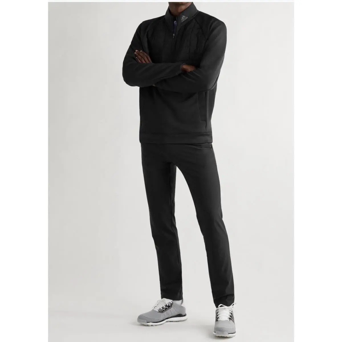Adidas Men`s Statement 1/4 Zip Men`s Golf Sweatshirt Black Sz 2XL