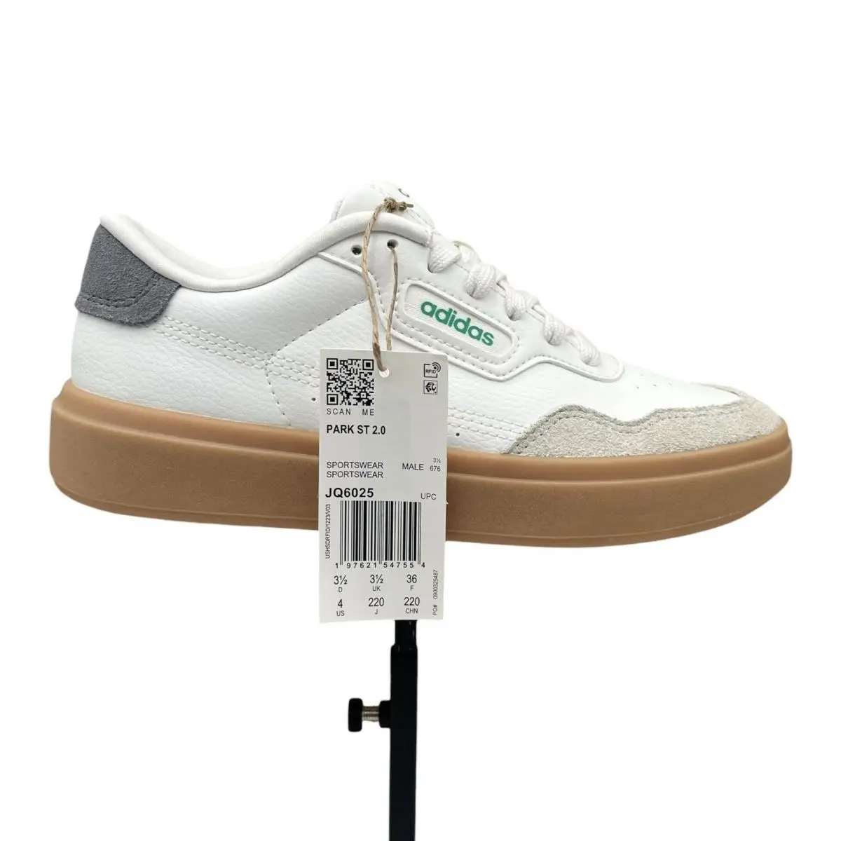 Adidas Park Street 2.0 Mens Youth Boys Retro Style Shoes White/court Green/gum