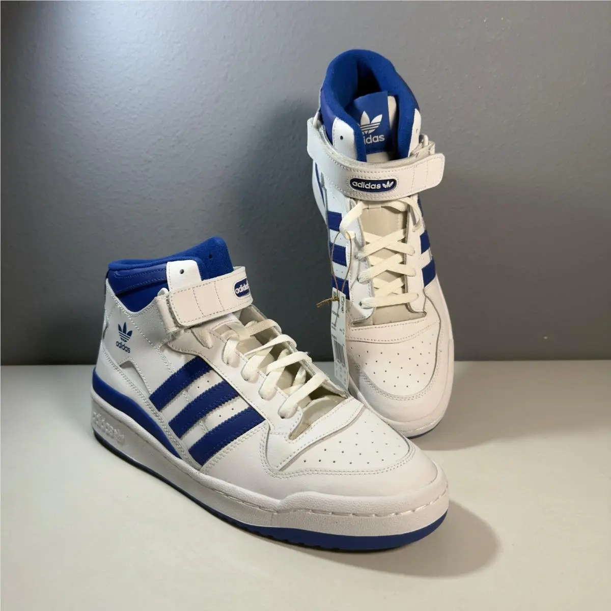 Adidas Forum Mid Sneakers Men Size 13 White Blue FY4976 High Top Strap