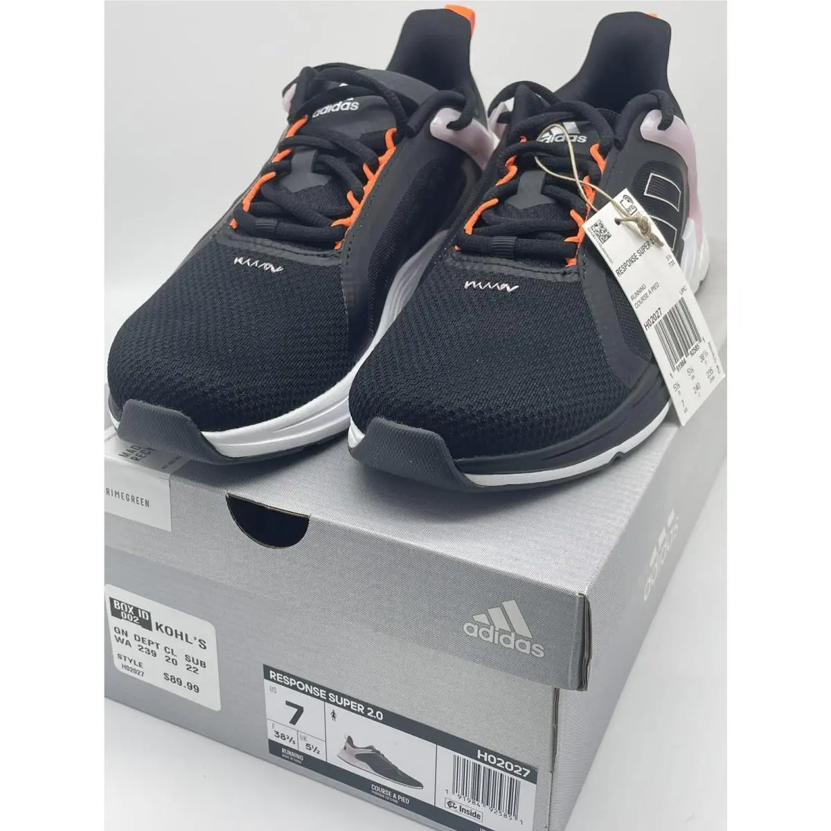 Adidas Response Super 2.0 Running Shoes Womens 7 Black Pink Trainers