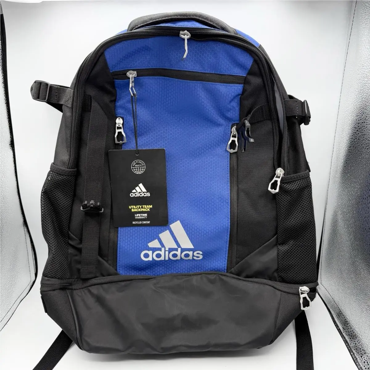 Adidas Utility Team Backpack Blue Black Shoe Compartment 20” Book Bag
