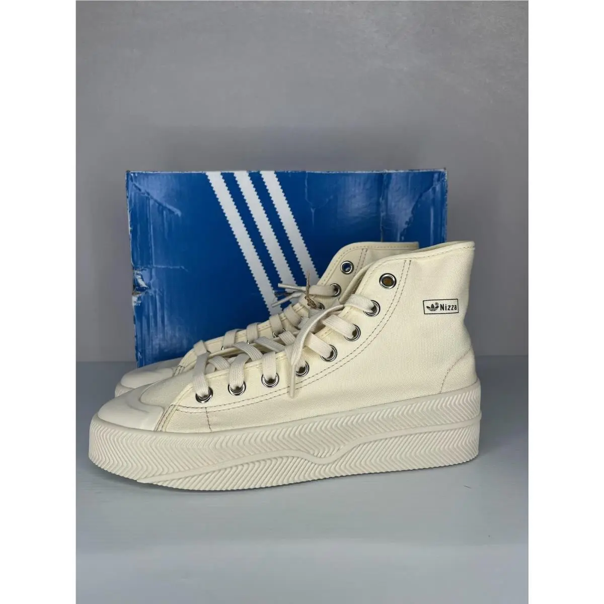 Adidas Nizza 2 Shoes Mens Size 7 White Canvas High Top Platform GX0988