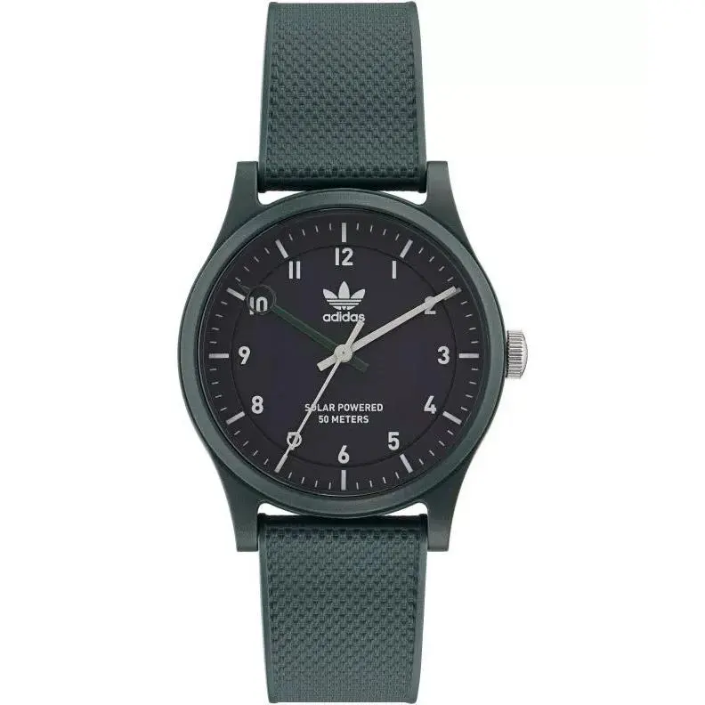 Adidas Unisex Originals Street Project One Quartz Watch - AOST22557 - Dial: Black, Band: Green, Bezel: Green