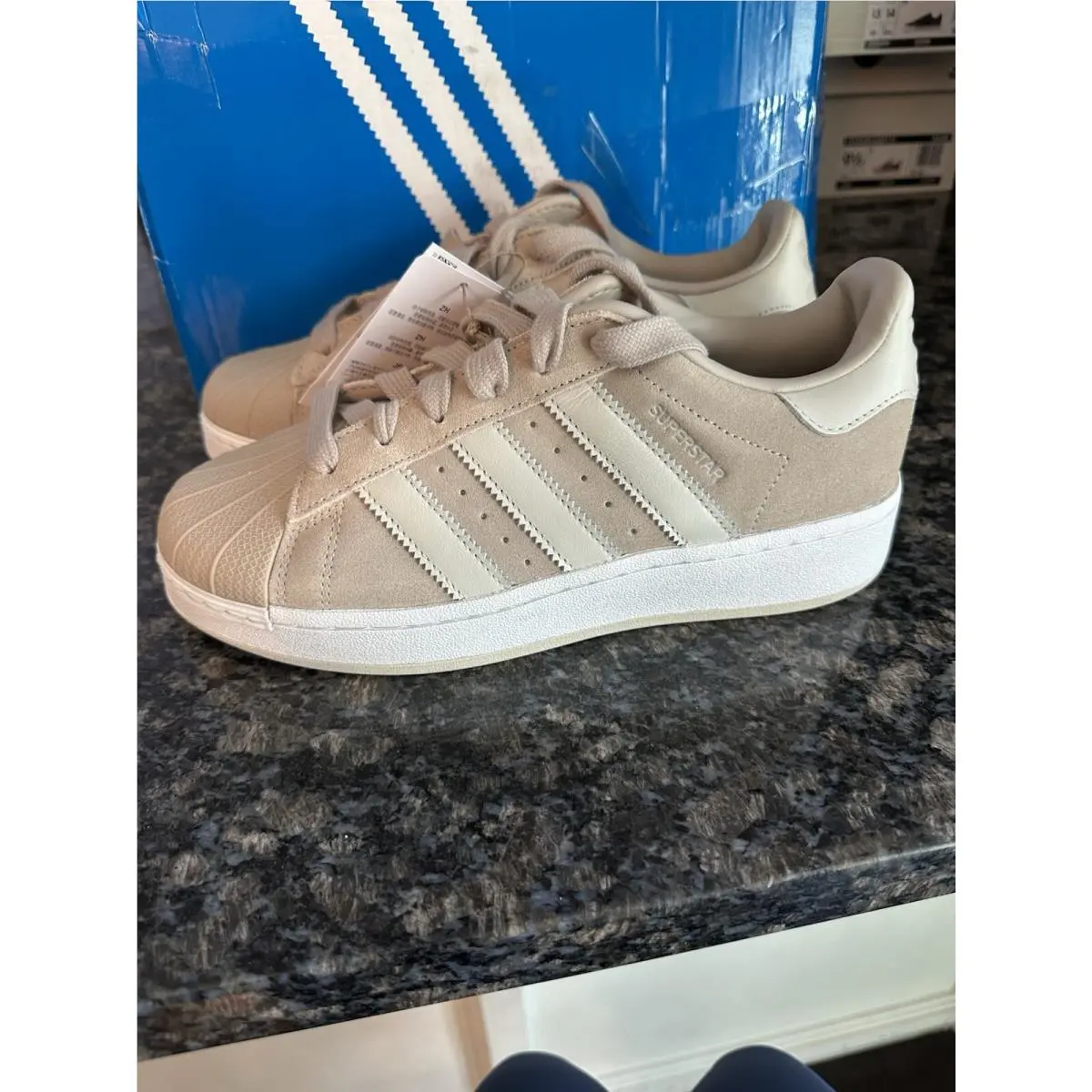 Adidas Superstar Xlg Wonder Beige White Womens Athletic Sneaker Size 7.5