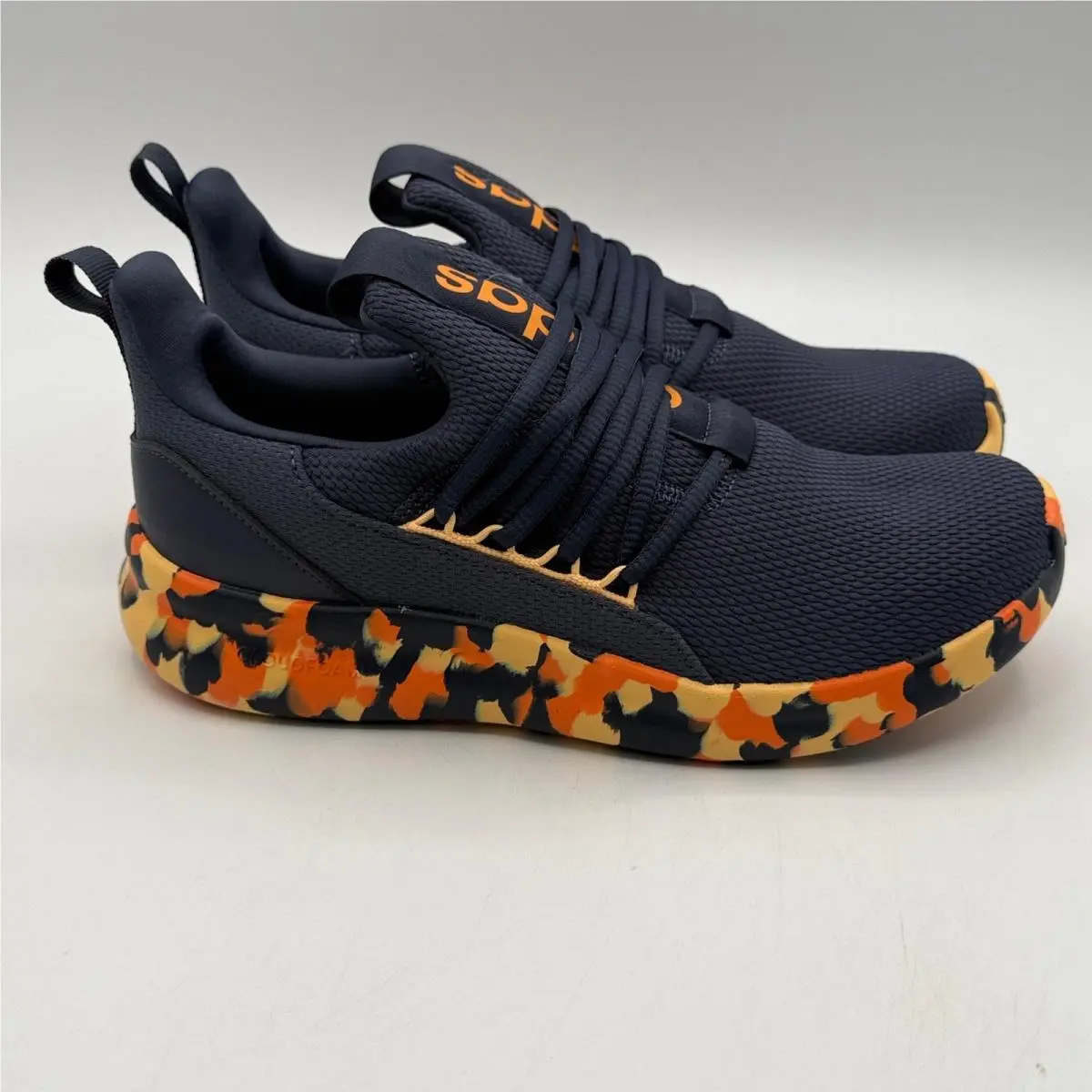 Adidas Lite Racer Adapt 7.0 K Shoes Kids Size 7 Navy Orange Running JS2286