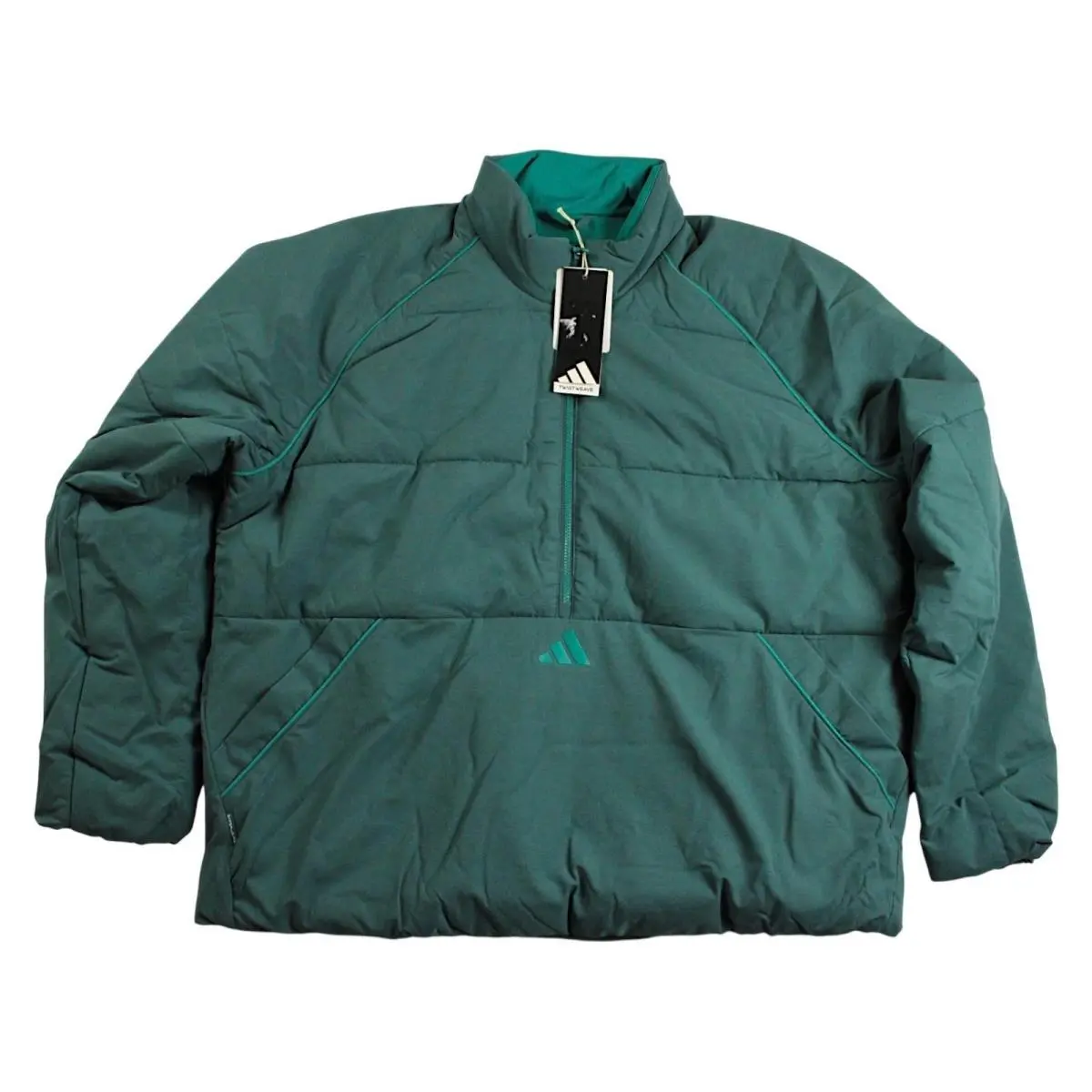 Adidas Golf Jacket Womens XL Green 1/4 Zip Insulated Pullover Loose Fit