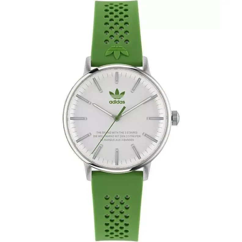 Adidas Unisex Originals Code One Quartz Watch - AOSY23023 - Dial: White, Band: Green, Bezel: Silver