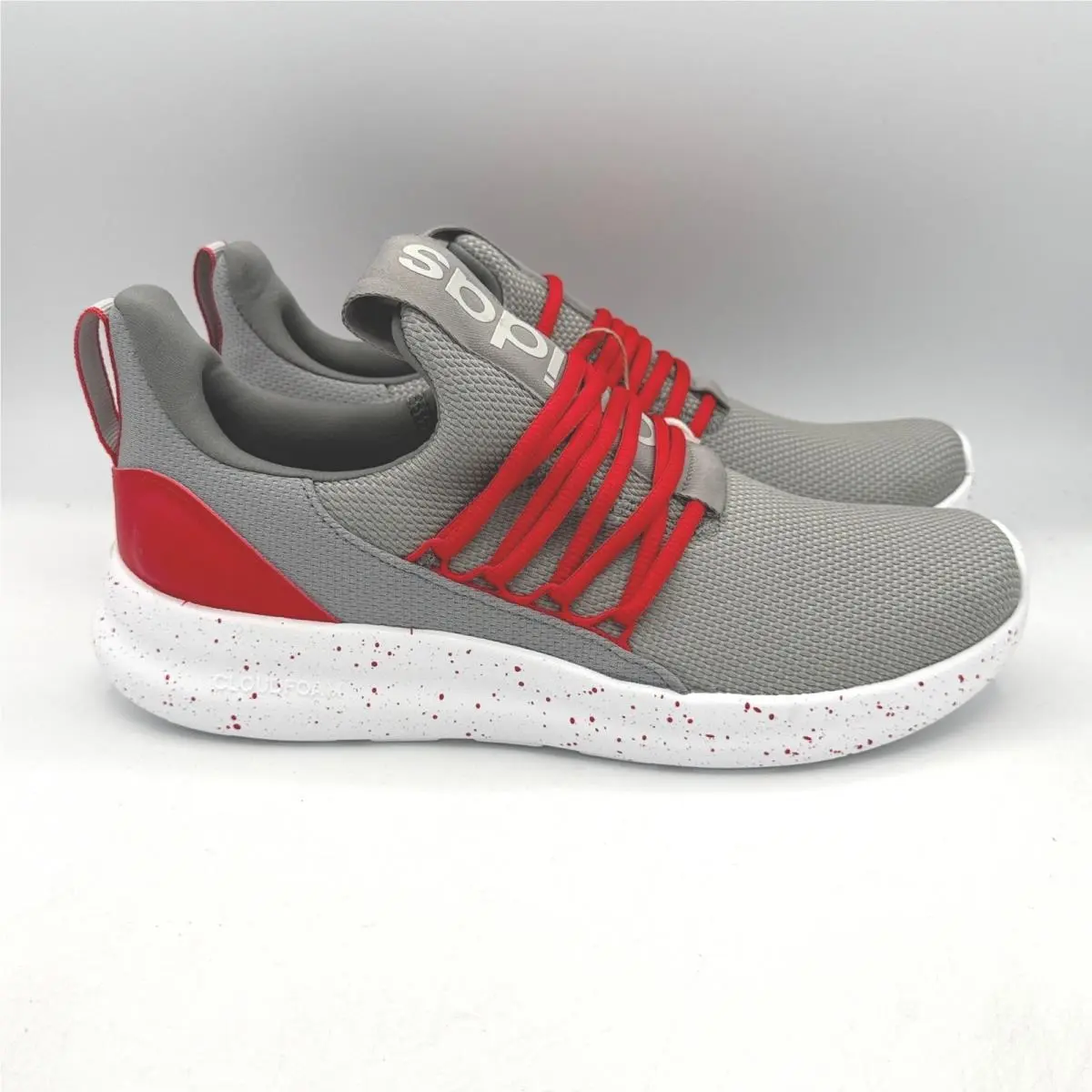 Adidas Lite Racer Adapt 7.0 Shoes Mens 9.5 Grey Red Splatter Running JR0548