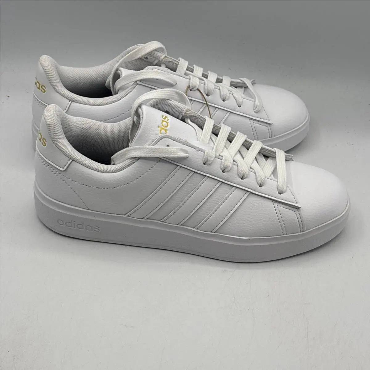 Adidas Grand Court 2.0 Sneakers Womens 6 White Gold Platform Stripes GW9213
