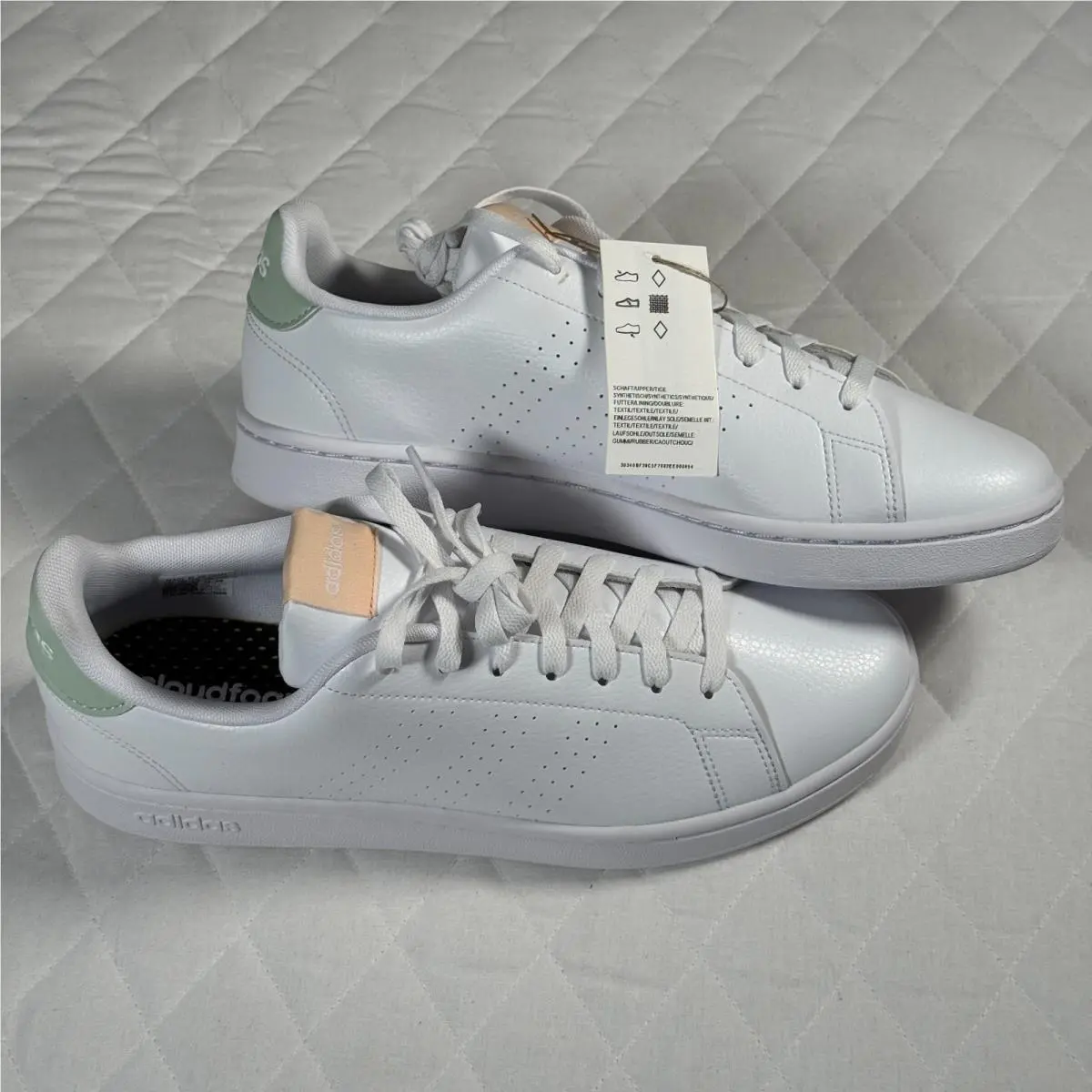 Adidas Advantage Women’s Sneakers White/green HR0321 Size 11 w/ Box