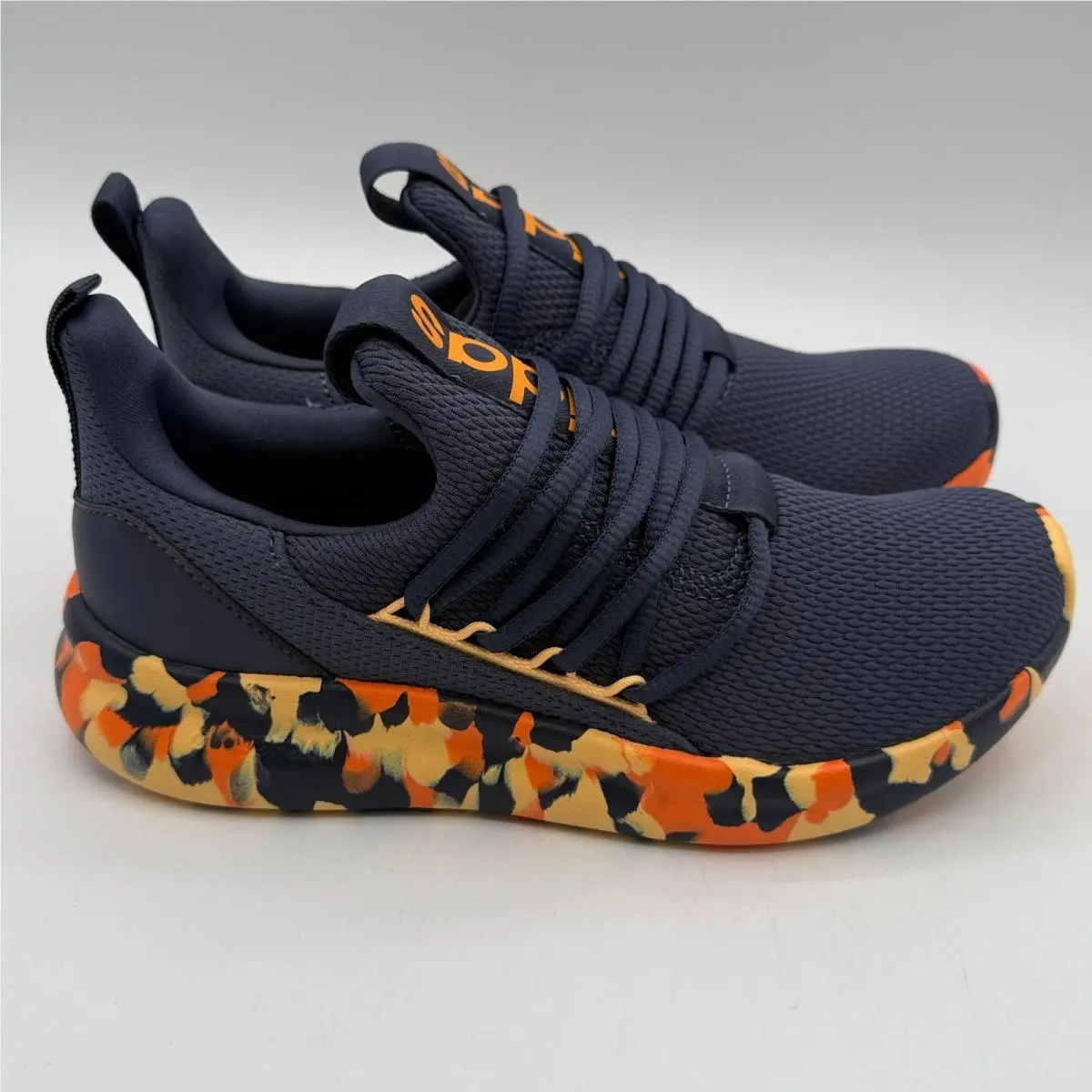 Adidas Lite Racer Adapt 7.0 K Shoes Kids Size 4 Blue Orange Running JS2286