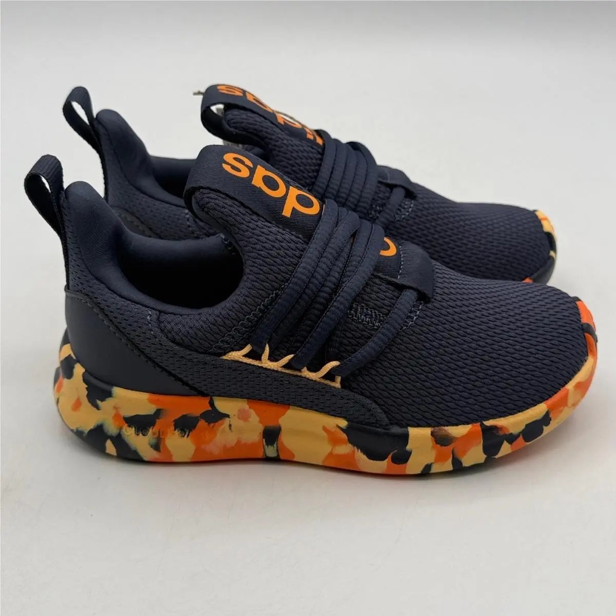 Adidas Lite Racer Adapt 7.0 K Shoes Kids Size 12K Navy Orange Running JS2286