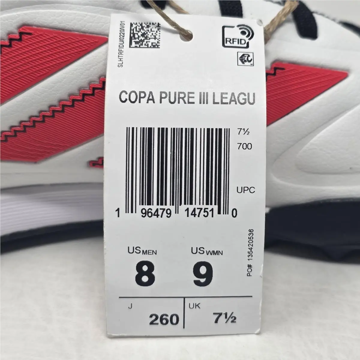 Adidas shoes - Copa Pure 3 League Turf Soccer - ID9044 - Cloud White/Lucid Red/Core Black 9