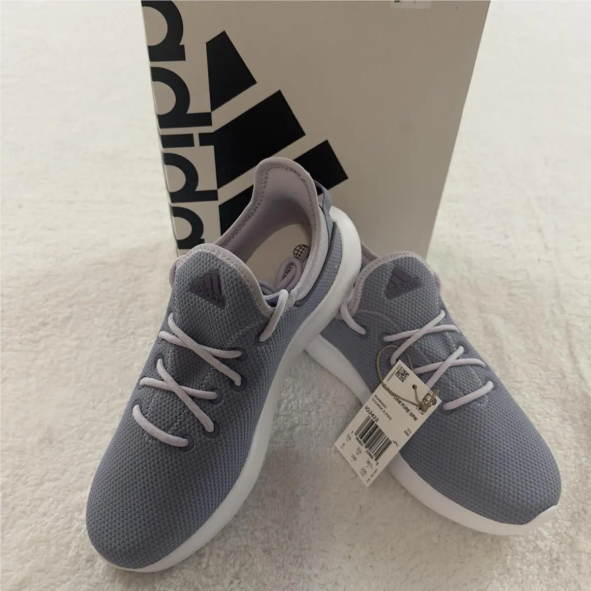 Adidas Cloudfoam Pure Spw Big Kid SZ 6 Sneaker Silver Violet White IG2422