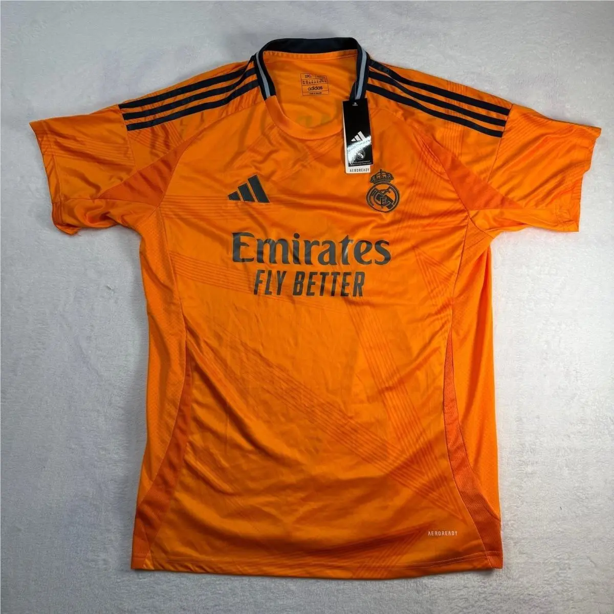Adidas Real Madrid Mbappe 9 Jersey Mens 2XL Orange 2024-25 Third Shirt Slim