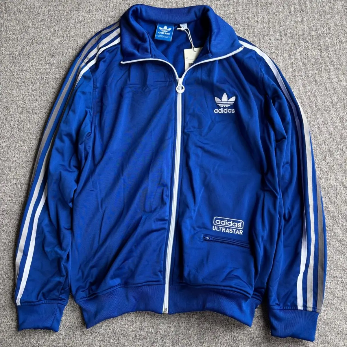 Adidas Track Jacket Mens M Ultrastar Collegiate Royal White Blue Zip Up