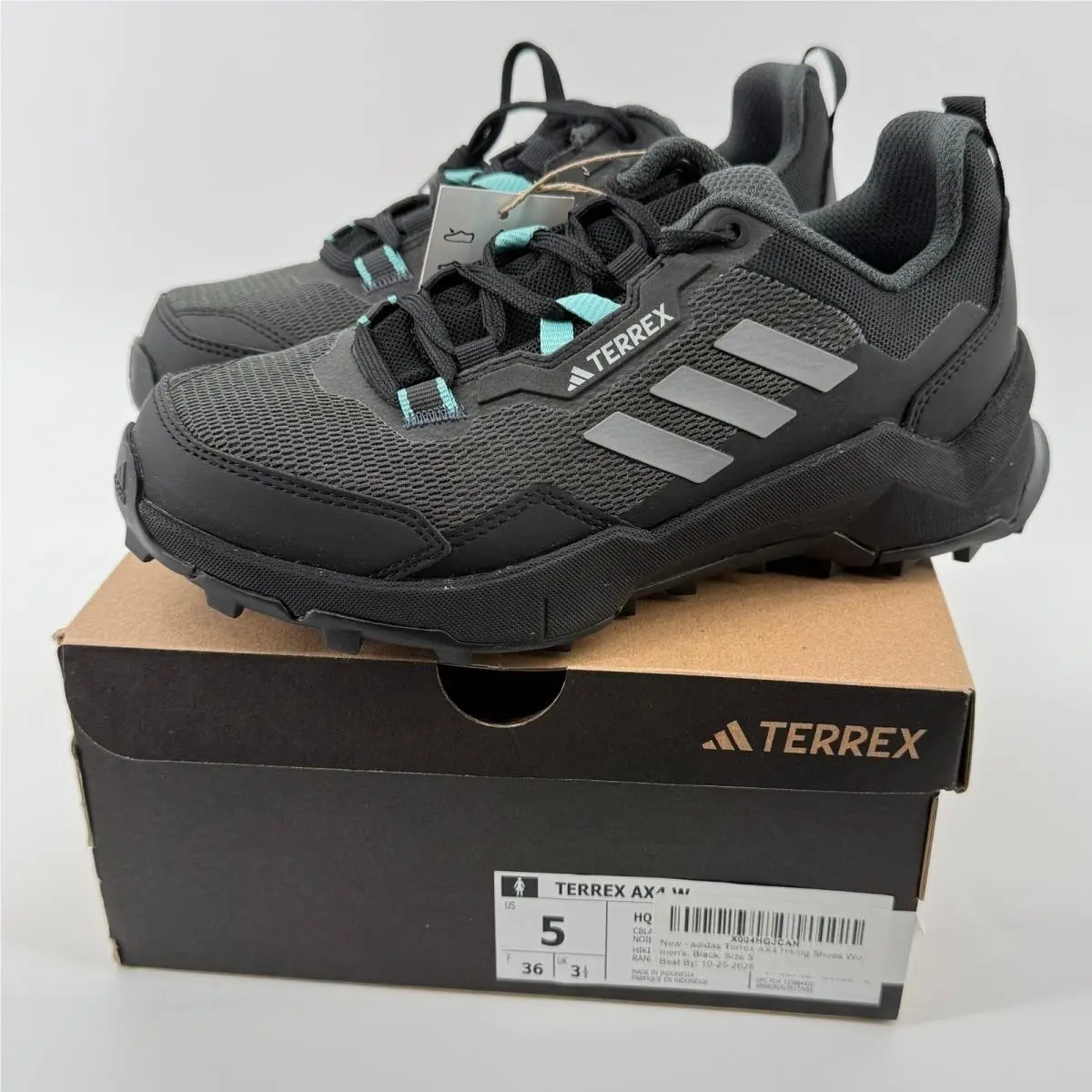 Adidas Terrex AX4 Gore-tex Hiking Shoe Sneaker Women 5 Black Gray Mint Tone