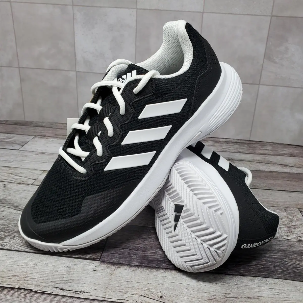 Adidas Gamecourt 2 Tennis Shoes GZ0694 Black White Women`s Size 8.5