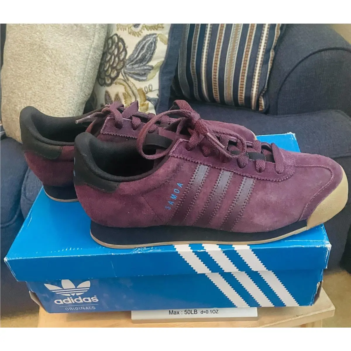 Samoa J Kids Size 6 Burgundy Purple Suede Sneakers B24738 by Adidas