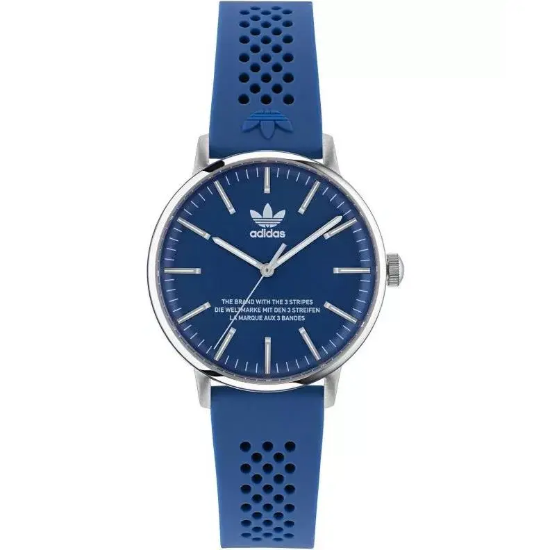 Adidas Unisex Originals Code One Quartz Watch - AOSY23022 - Dial: Blue, Band: Blue, Bezel: Silver