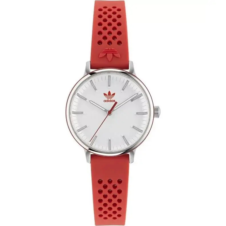 Adidas Unisex Originals Code One Xsmall Quartz Watch - AOSY23029 - Dial: White, Band: Red, Bezel: Silver