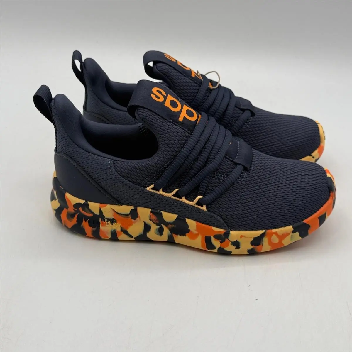 Adidas Lite Racer Adapt 7.0 K Shoes Kids Size 1 Navy Orange Running JS2286