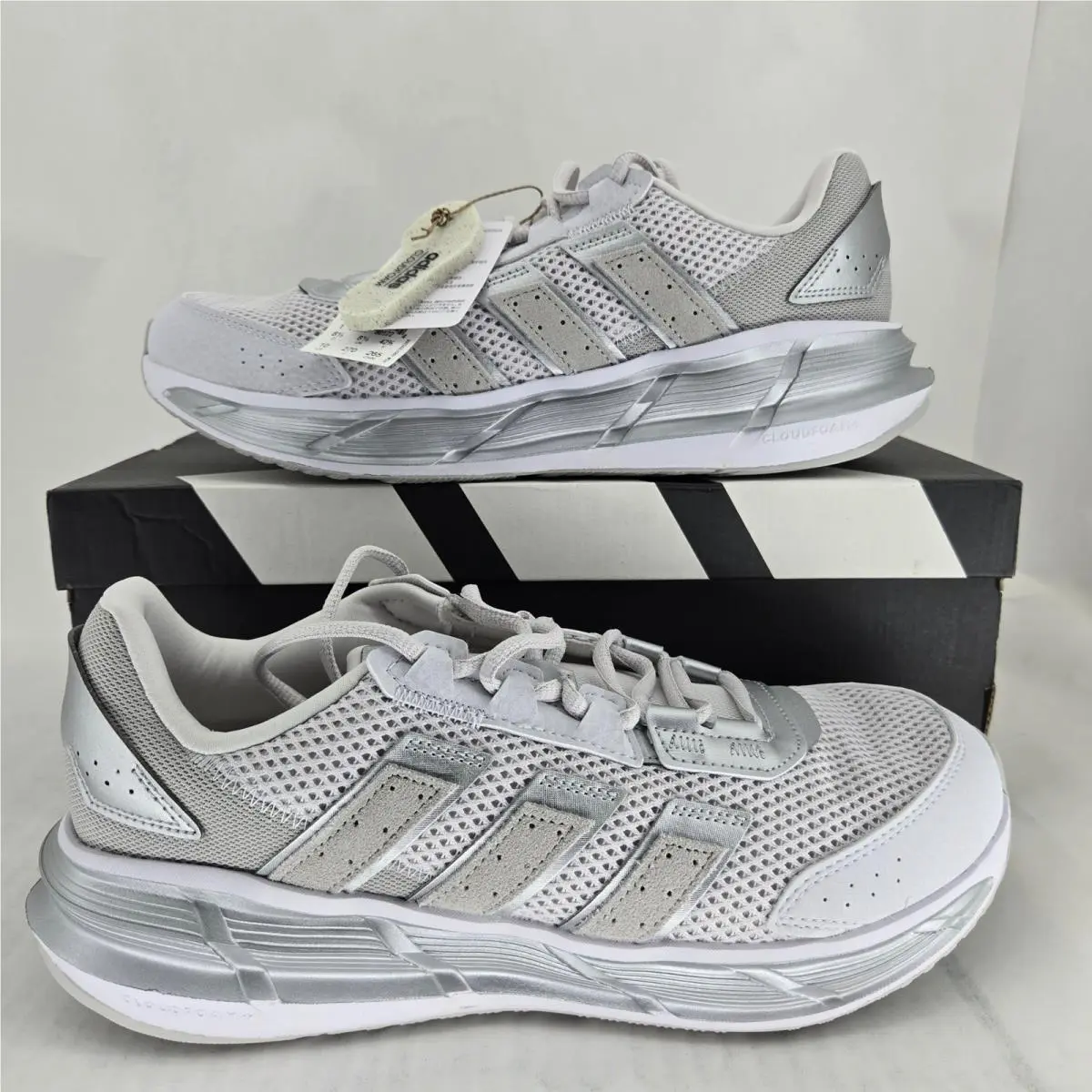 Adidas Astrastar Silver Grey White Mesh Running Shoes JP5951 Mens Size 10