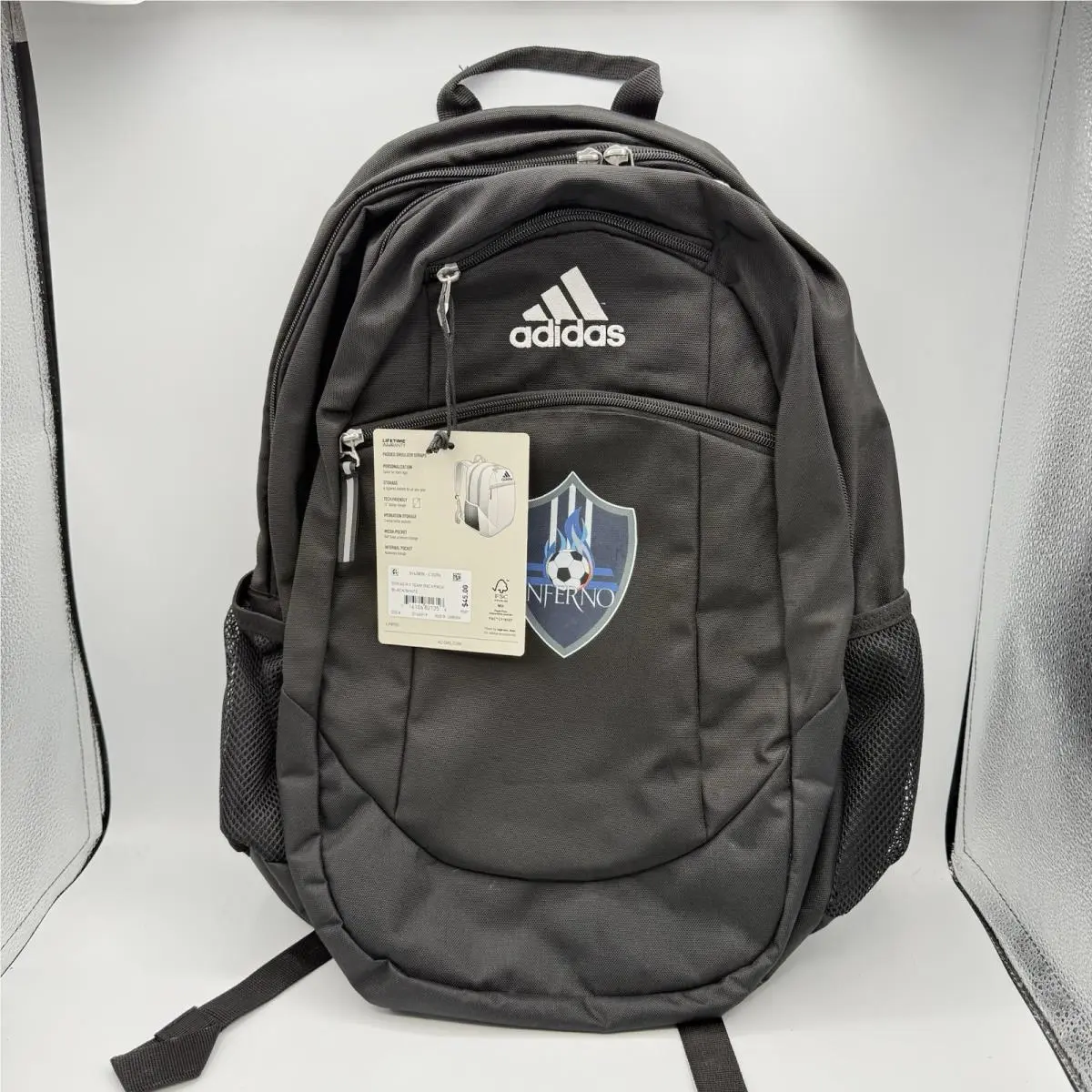 Adidas Striker II Team Backpack Black Large Book Bag Pockets Dividers