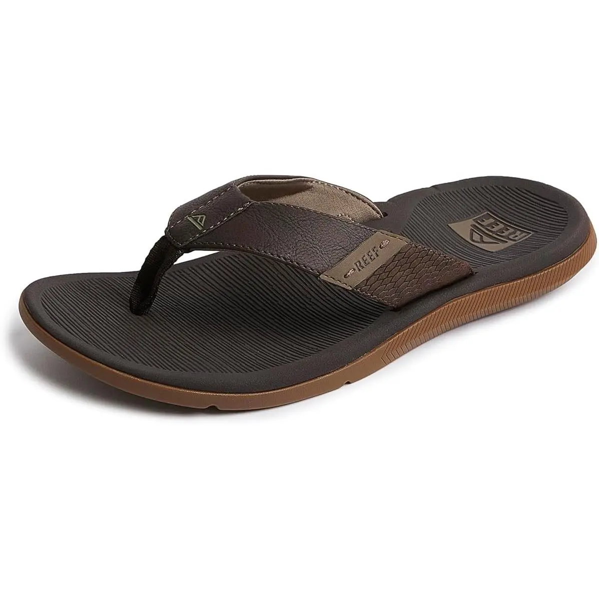 Men`s  Santa Ana High Arch Support Flip Flop Sandal CI4651 Brown by Reef