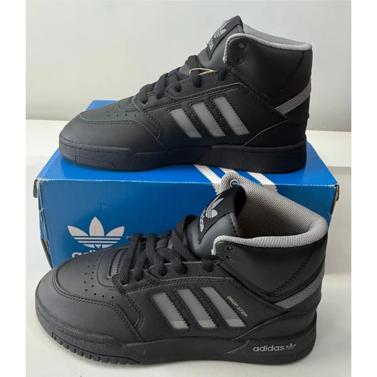 Adidas Drop Step J Kids High Top Sneakers Black Grey IF3333 Size 5 Youth