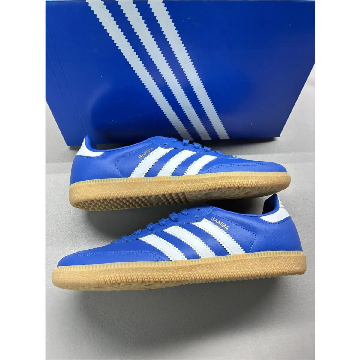 Size 7 Adidas Samba OG J Blue White Gum JQ2854