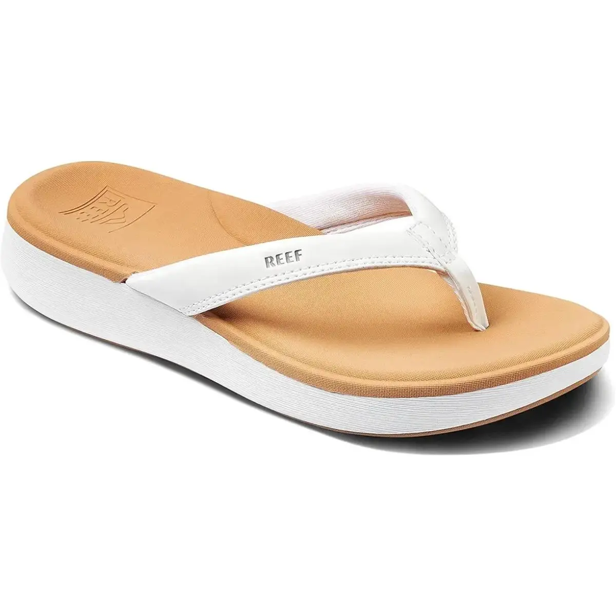Reef Cushion Cloud Flip Flop Thong Sandals Slip on CJ0234 White Tan Women`s 10M - White Tan