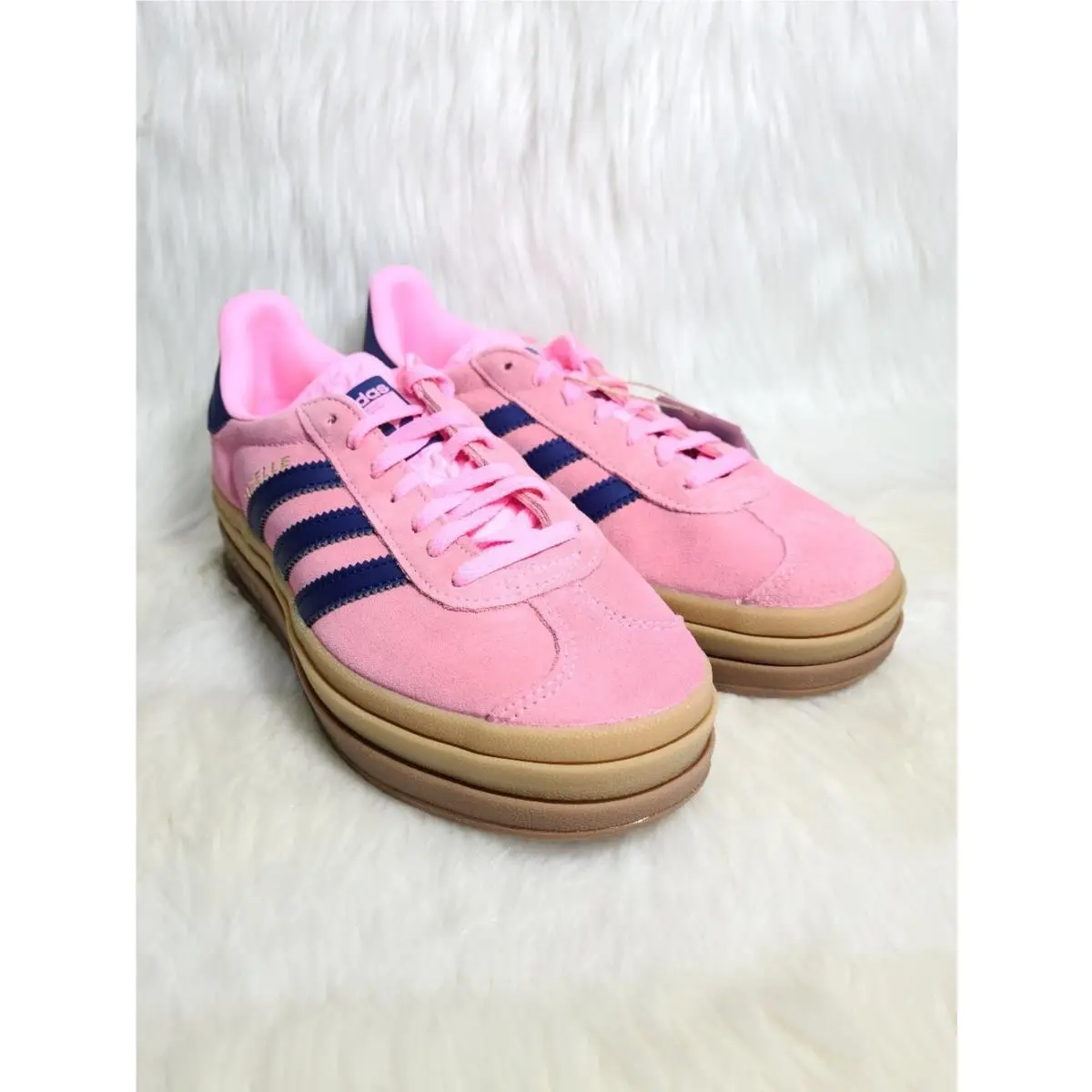 Adidas Gazelle Suede Bold Pink White Blue Women 6.5