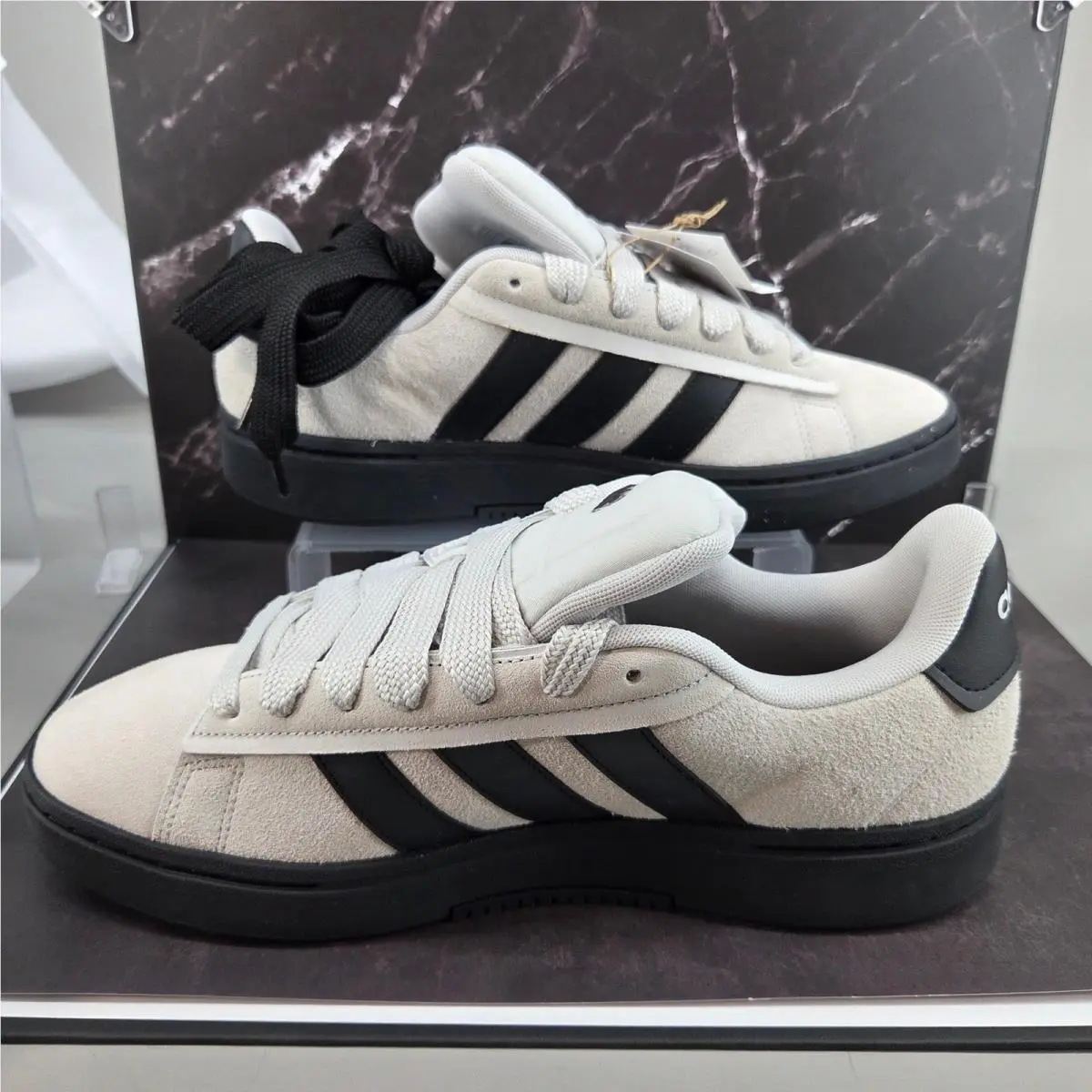 Adidas Grand Court Alpha 00s Mens 11 Grey Black Suede Sneakers Retro IH1287