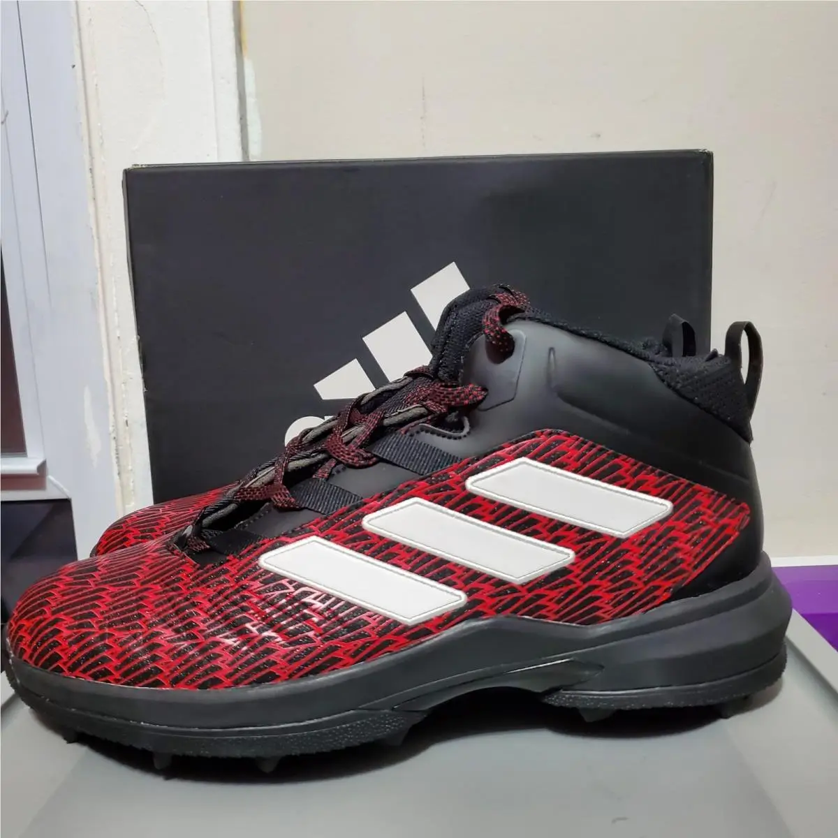 Adidas “nasty”louisville Cardinals Mens Sz 13.5 Black/red Football Cleats GY5647