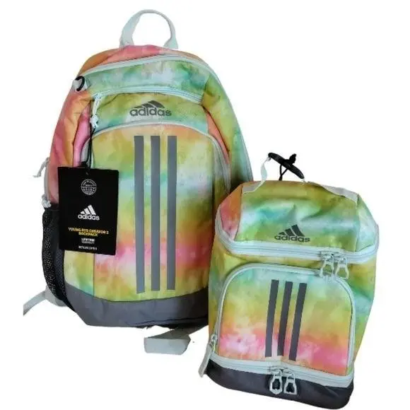 Adidas Creator 2 Backpack + Excel 2 Lunch Bag Set Stonewash Rainbow