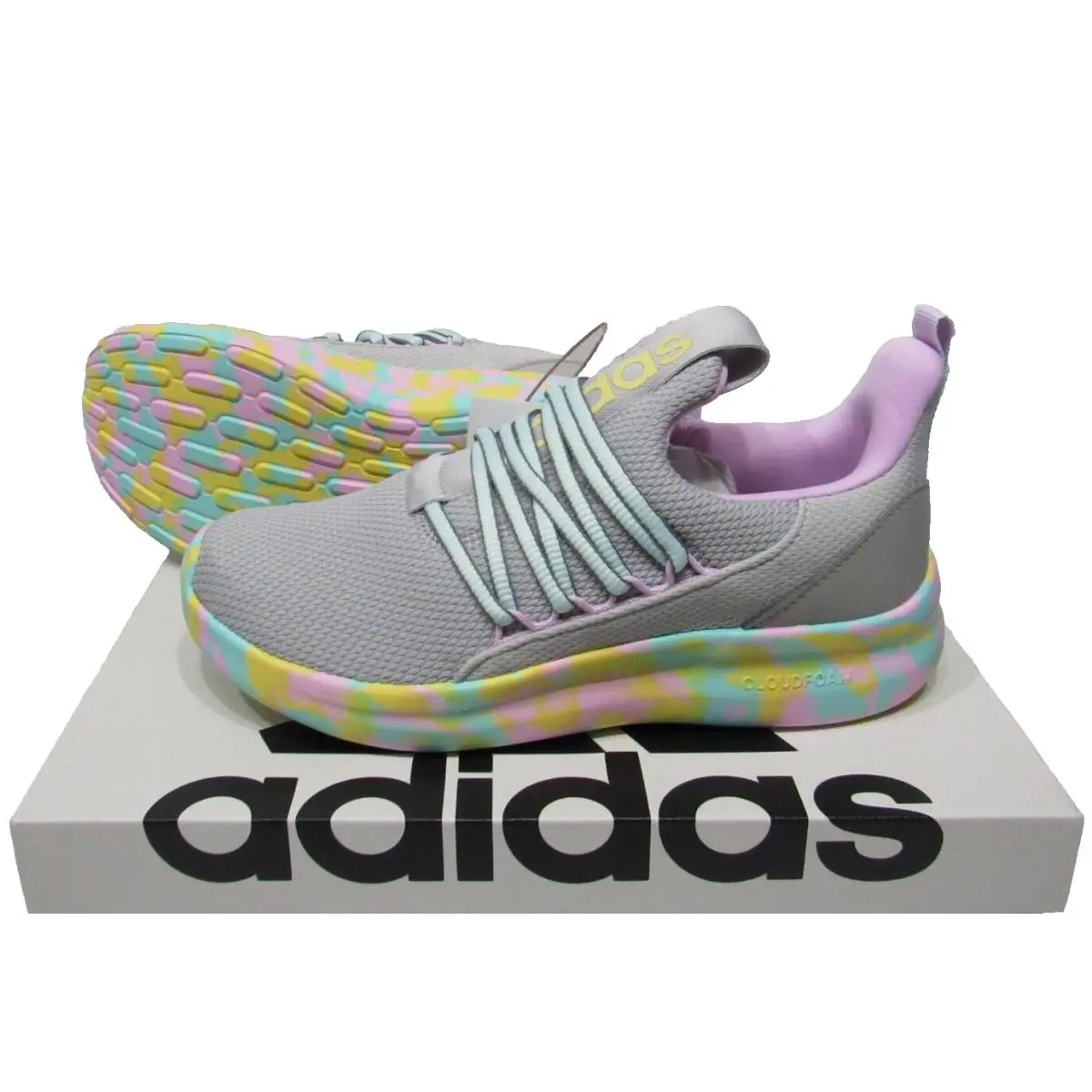 Adidas Lite Racer Adapt 7.0 Slip-on Running Sneakers Youth Girls Size 5Y Gray