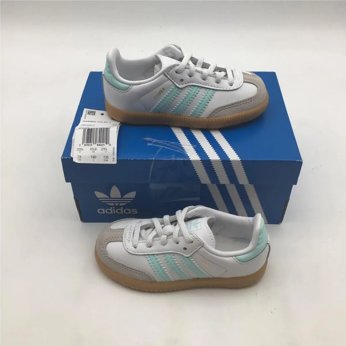 Adidas Samba OG EL I Toddler Infant Sneakers White Light Blue JP5489 Size 7K