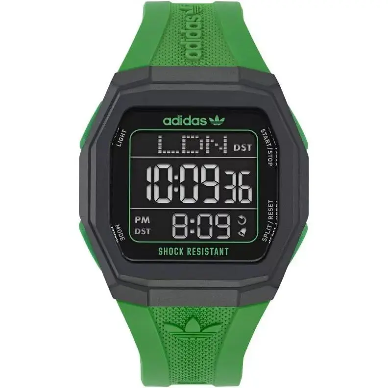 Adidas Unisex Originals Tech One Gmt Quartz Watch - AOST24566 - Dial: Black, Green, Band: Green, Bezel: Green