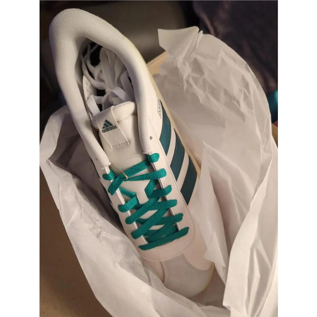 Size 14 - Adidas VL Court 3.0 White Green J11754
