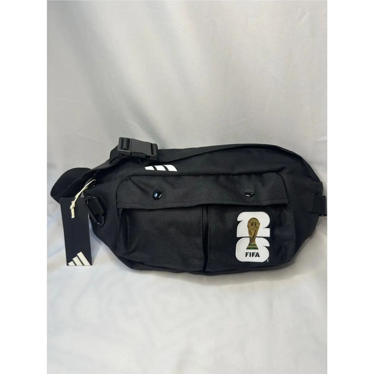 Adidas Fifa World Cup 2026 Crossbody Bag Black/white Solid Zip Adjustable Strap