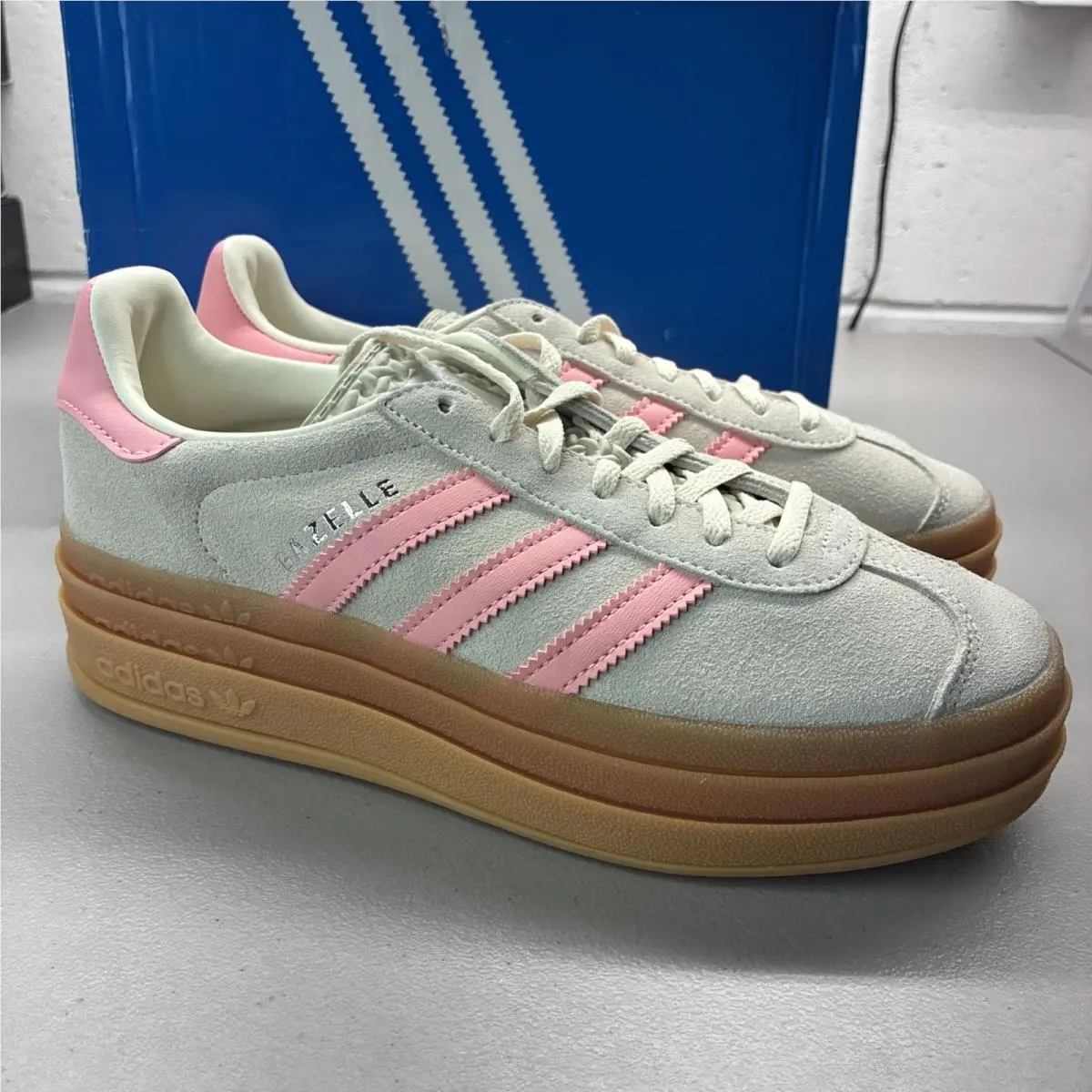Adidas Gazelle Bold J Beige Semi Pink Spark GS Sneakers JQ7409 Size 6 Youth