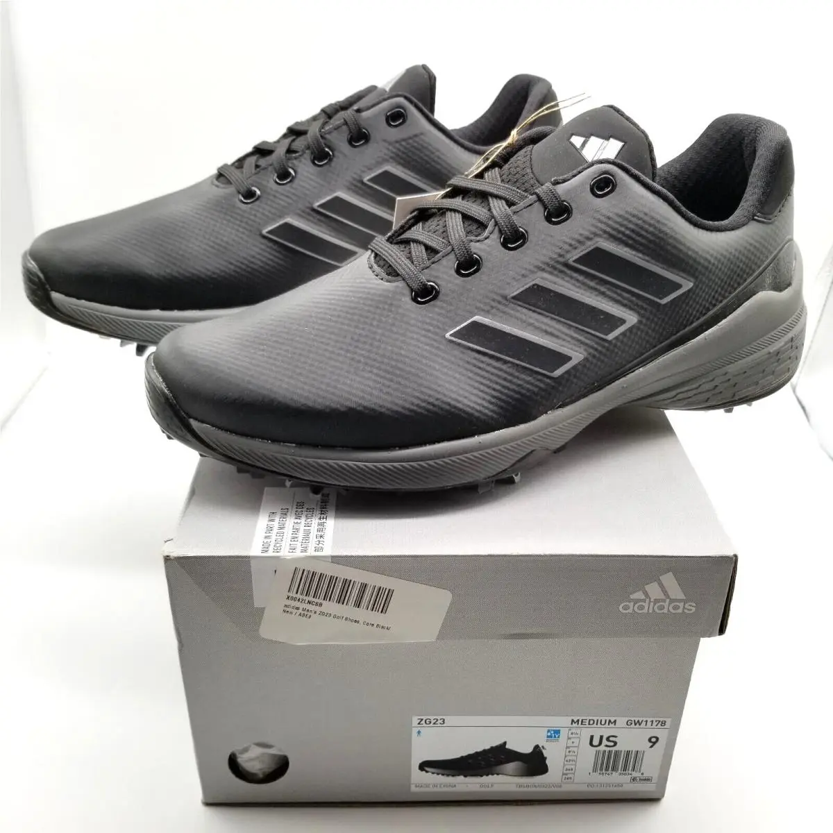 Adidas Men ZG23 Golf Shoes Core Black/dark Silver Metallic Sz 9 Sneakers GW1178