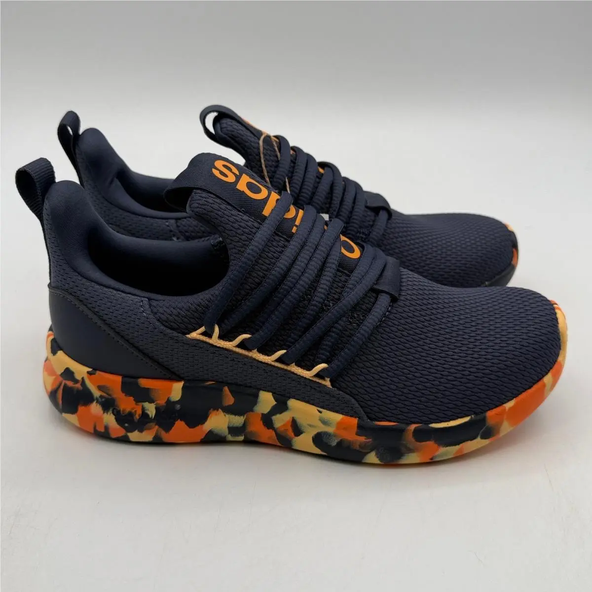 Adidas Lite Racer Adapt 7.0 K Shoes Kids Size 4 Navy Orange Running JS2286